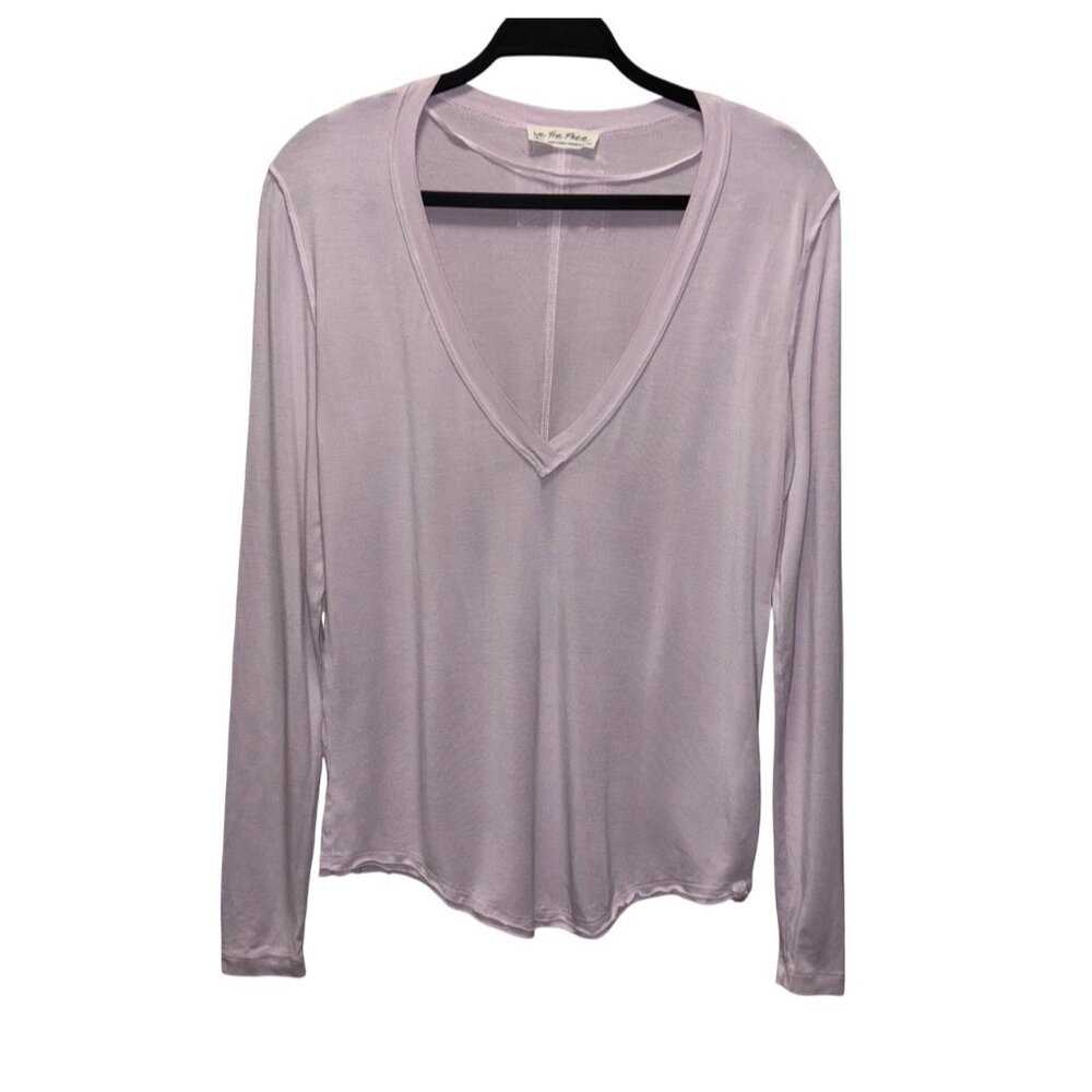 We The Free Womens Lavender Long-Sleeve V-Neck Top Size S